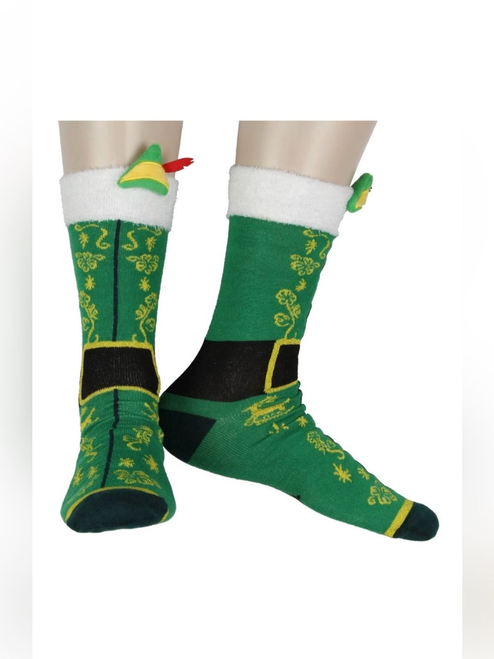 Elf Men's 3D Costume Design Felt Hat Feather Crew Sock Size: 8-12